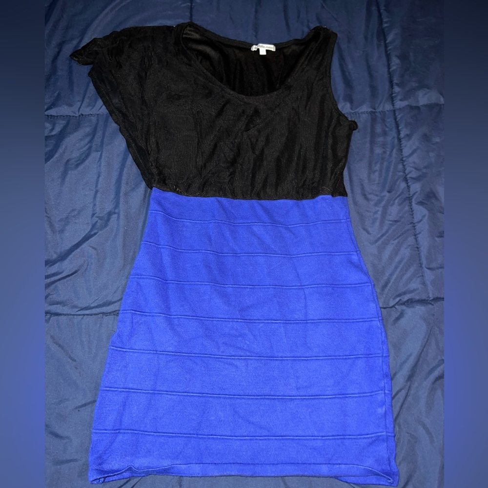 Blue and Black Mini Dress